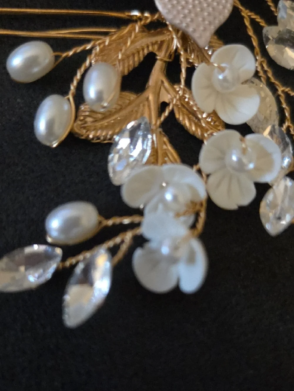 Gold Floral Pearl Hair Comb - Ivory Accents, NIP Wedding Hair Accessory